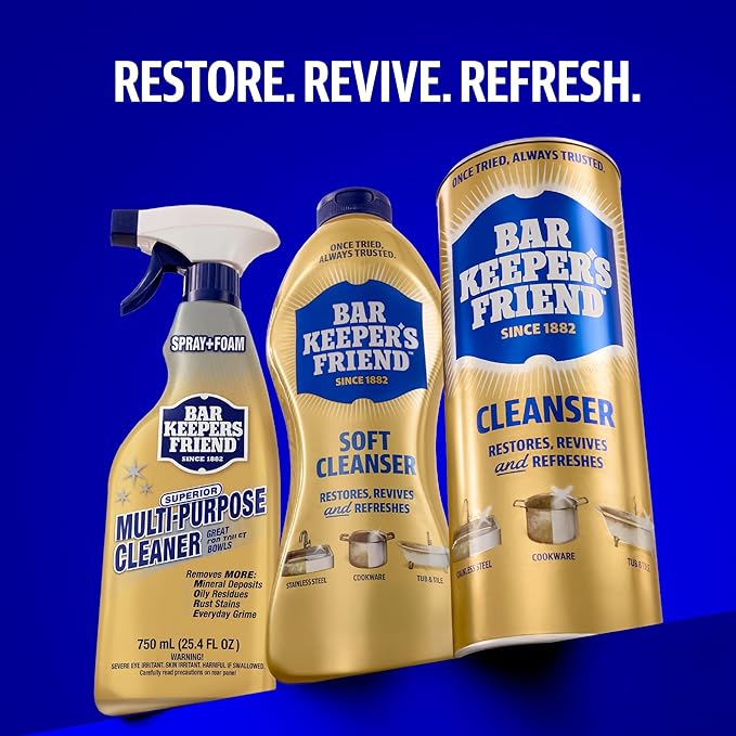 Bar Keepers Friend Soft Cleanser Liquid, 26 oz x 2, Multipurpose Surface Cleaner for Rust Stains, Soap Scum & Grease from Stainless Steel & More