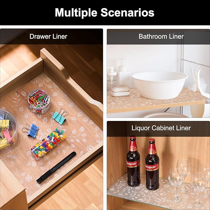 Cooyes Shelf Liner – Premium Non-Adhesive Cabinet & Drawer Liner for Kitchen – Waterproof Shelf Paper with Modern Pattern – Durable EVA Cabinet Mat – Easy to Cut （11.8" W x 236" L）