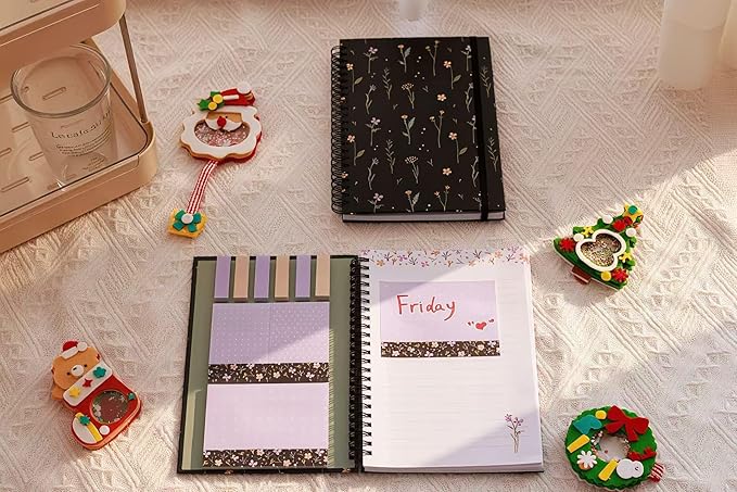 A5 Spiral Sticky Notebook,with 9 pads of decorated sticky notes and a handy notebook,Note Pads Teacher Appreciation Gift Writing Memo Pads School Office Supplies and Daily Life Organization (Chloris)