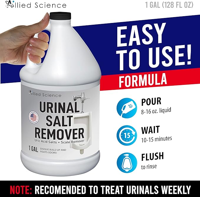 Allied Science Urinal Salt Remover - Uric Acid Salts Scale Remover Unclogs Urinals and Removes Uric Acid Odors - 1 Gallon / 128 fl oz