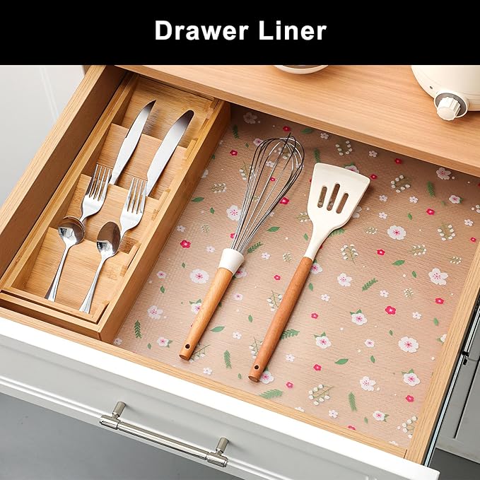 Cooyes Shelf Liner - Premium Non-Adhesive Cabinet & Drawer Liner for Kitchen - Waterproof Shelf Paper with Modern Pattern - Durable EVA Cabinet Mat - Easy to Cut (11.8" W x 236" L)