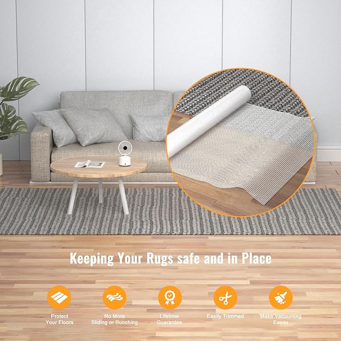 Comfypad Silicone Non-Slip Rug Pad, Anti Skid Thin Area Rug Pad Gripper, Under Carpet Rug Mats for Hardwood Surface Floors, Keep Rugs in Place-6x9 Ft