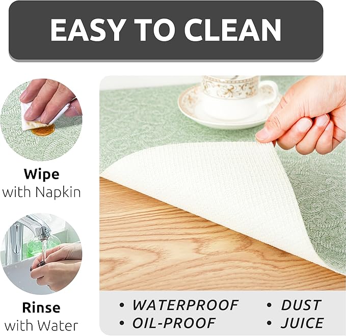 12X600 Inch Shelf Liner with Scissor & Tape Measure for Kitchen Cabinets, PVC Drawer Liner for Dresser Non-Slip Bathroom, Non-Adhesive Cabinet Liner Washable (Green)