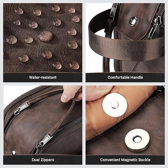 Toiletry Bag for Men, Travel Essentials Travel Toiletry Bag, Water-Resistant Compact Bathroom Roll Organizer for Hygiene, Shaving kit, Gifts for men (7 Dark Brown(PU Leather))