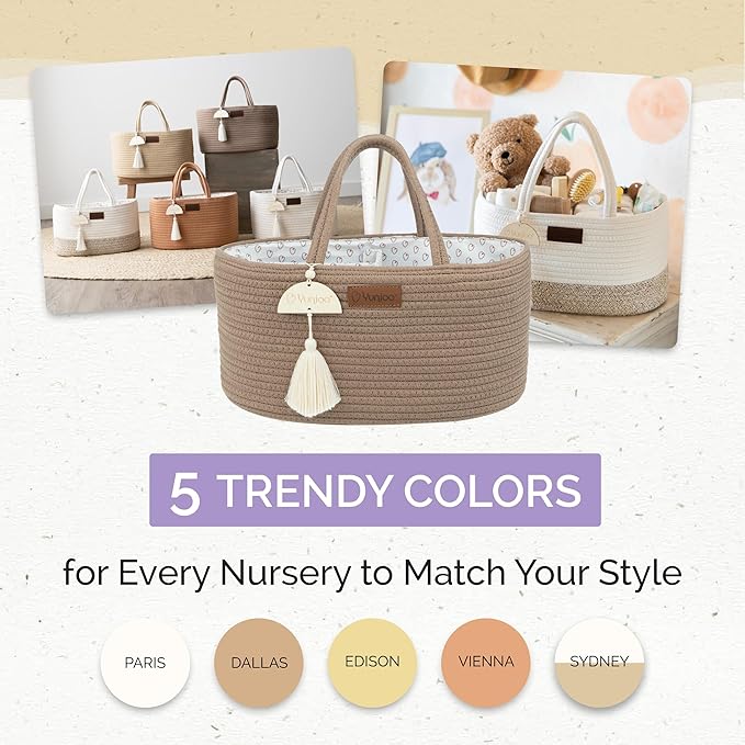 Baby Diaper Caddy Organizer, Portable Nursery Storage Basket with Sturdy Handle Diaper Caddy Basket, Car Caddy for Diapers and Baby Wipes, Newborn Essentials