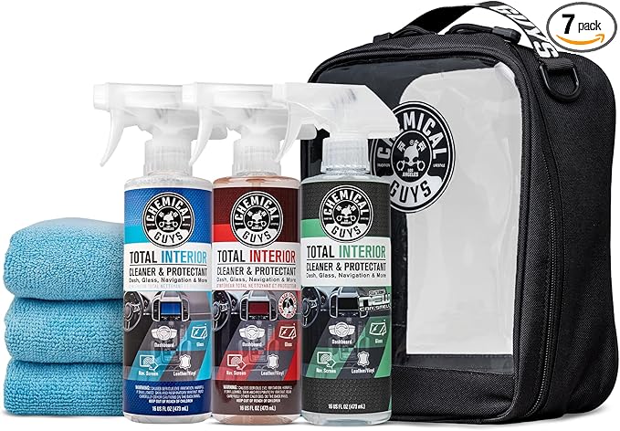 Chemical Guys Total Interior Cleaner Variety Kit With Storage Bag New Car And Black Cherry Scents Microfiber Towels Giftable Car Care Set