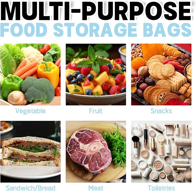 20 Pack Reusable Food Storage Bags,Leakproof Freezer Bags BPA Free Stand Up Sandwich Bags for Lunch Salad Fruit Travel,Dishwasher Safe(6 Gallon,8 Sandwich,6 Snack)