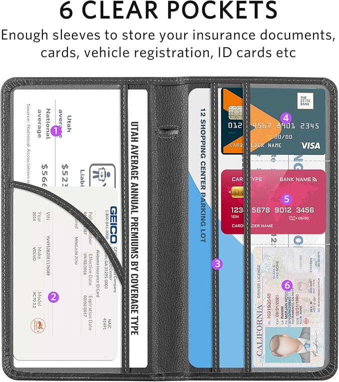 CoBak Car Registration and Insurance Holder - Vehicle Glove Box Car Organizer,Auto Truck Comparment Accessories Case with Magnetic Closure for Essential Document,Driver License,Cards