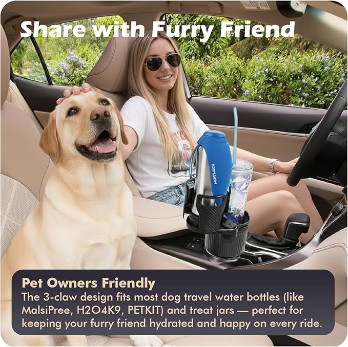 OtterVerz 11 Upgraded Car Cup Holder Expander,2 in 1 Extra Cup Holder for Car, Double Automotive Cup Holder Extender Adapter, Fits Hydro Flask, Yeti, Nalgene, 32/40 oz Large Bottles Drinks Mugs
