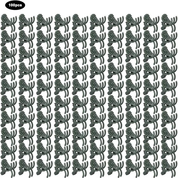 Stem Clip, Flower Stems Fixing Support Clips Tool 100 Pack Orchid Clips, for Courtyard Greenhouse Planting(No Thimble Inside The Clip)