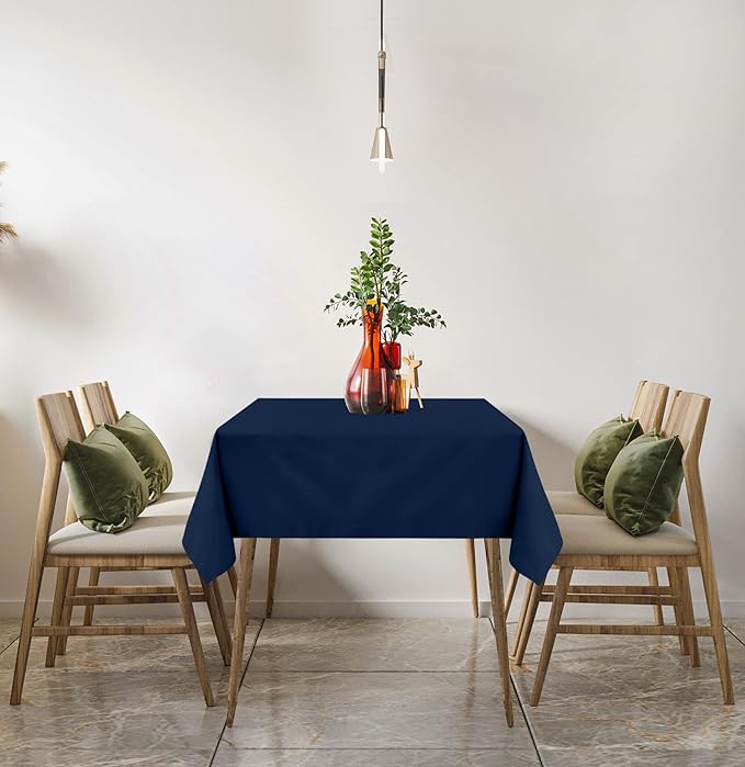 Utopia Kitchen Rectangle Table Cloth 2 Pack(54x54 Inches, Navy Blue), Tablecloth Machine Washable, Polyester Table Cover for Dining, Buffet Parties, Picnics, Events, Weddings and Restaurants