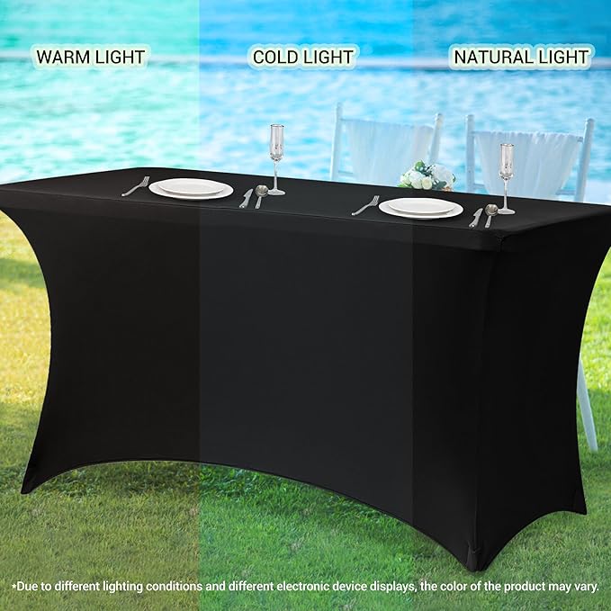 Obstal Spandex Table Cover 6ft Fitted Tablecloth Rectangular - Stretch Rectangle Folding Table Cloth for Birthday Party Wedding Banquet, Light Pink, 72L x 30W Inch
