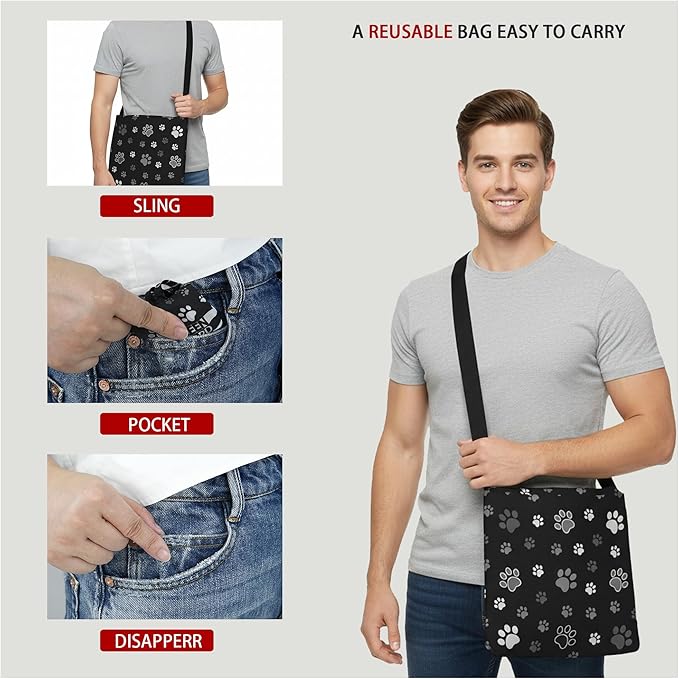 BeeGreen Mushrooms Ultimate Crossbody Tote Bag - Reusable Grocery Shopping Bag - Foldable Compact Portable Lightweight Duffle Bags