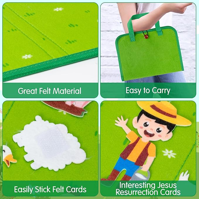 WATINC Travel Felt Board Story Set - 25PCS Portable Felt Board Educational Birthday Gift for Boys & Girls, Themed Storytelling Preschool Early Learning Interactive Play Kit for Toddlers (Farm Animals)
