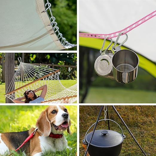 Large Carabiner Clip Hooks, 1pc 5.5 inch Carabiner Heavy Duty, 304 Stainless Steel Spring Snap Hook Fits Camping Hanging Hiking Weight Lifting, Metal Clips for Rope or Chain