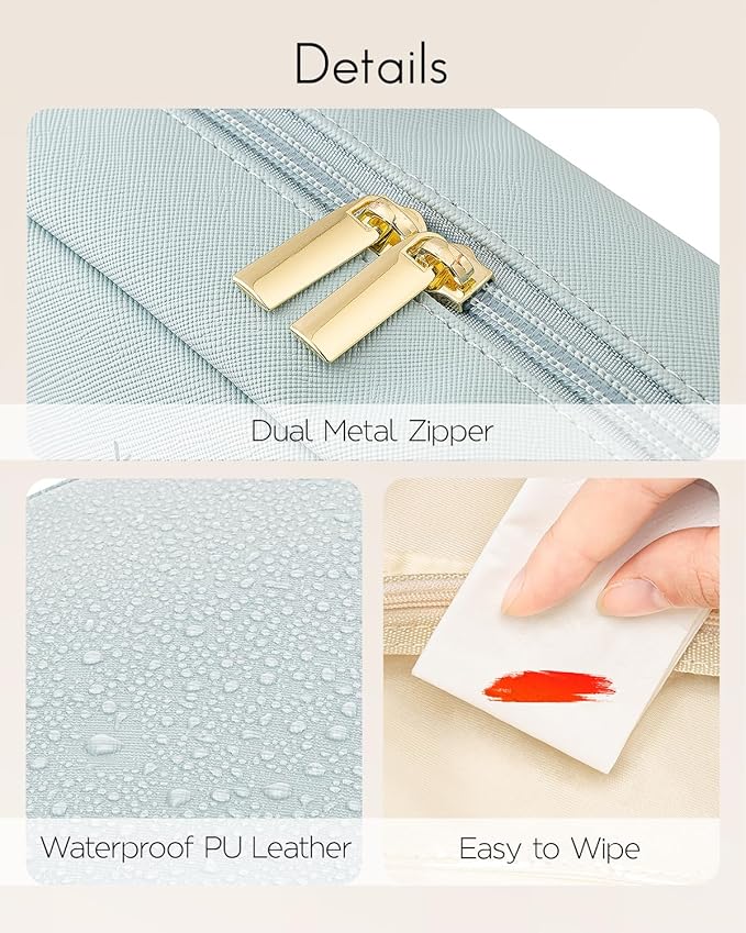 Vlando Makeup Pouch,Travel Makeup Organizer Bag,Small Makeup Bag Travel Gifts for Women Traveler Birthday Graduation Gift Ideas-Blue