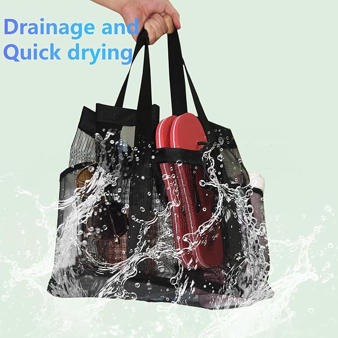 Large Mesh Shower Caddy Portable Tote, Quick Drying Bag for Travel, University Dorm, Camping, Beach, Gym, Swimming Pool, RV