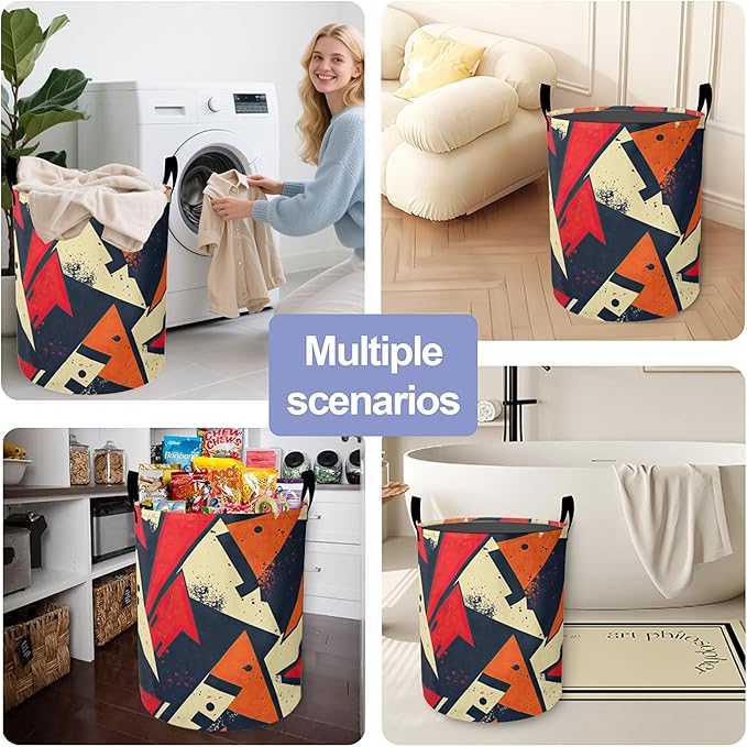 Boho African Aztec Laundry Basket-Large Foldable Hamper Holder Portable Tall Collapsible Laundry Hamper Storage Basket Bin with Handles, Canvas & Waterproof lining for Household Items