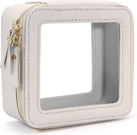 Aveniee Mini Clear Makeup Bag, Small Cosmetic Bags Travel Toiletry Pouch Organizer, TSA Approved Make up Case with Zipper, Car Bag for Essentials,Grey