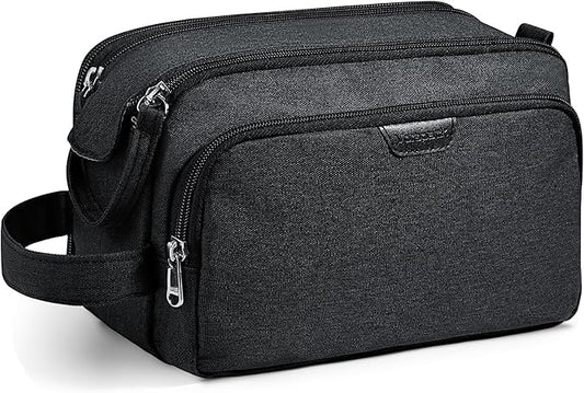 Vorspack Travel Toiletry Bag - Water Resistant Travel Bag for Toiletries, Cosmetics, Accessories, Gifts for Men - Black