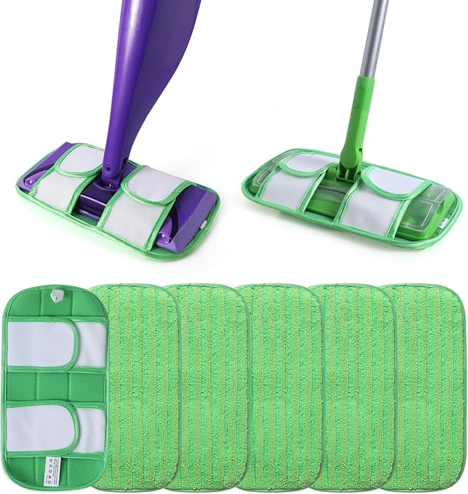 MABUBU 6 Pack Reusable Mop Pads for Swiffer WetJet Sweeper Mops, Microfiber Washable Floor Mop Refills Wet and Dry Use Replacement Pads for Hardwood, Tile, Laminate Floor Cleaning