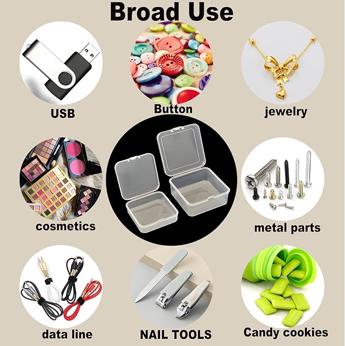 Small Bead Organizers Mini Clear Bead Storage-Clear Plastic Boxes For beads organization, DIY project,nail art tools, diamond, building blocks,small items (30 Pcs 2 Size Small Square)