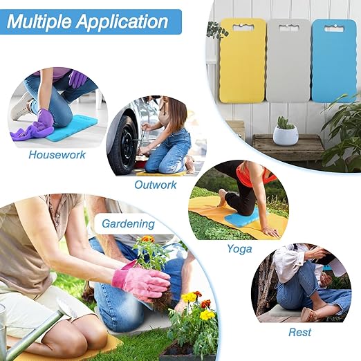 Garden Kneeling Pad 3pcs, Extra Wider 8.66", Kneeling Mat Waterproof with Bright Color Tone, Knee Pads for Gardening, Yoga, House Clean, Repair Work