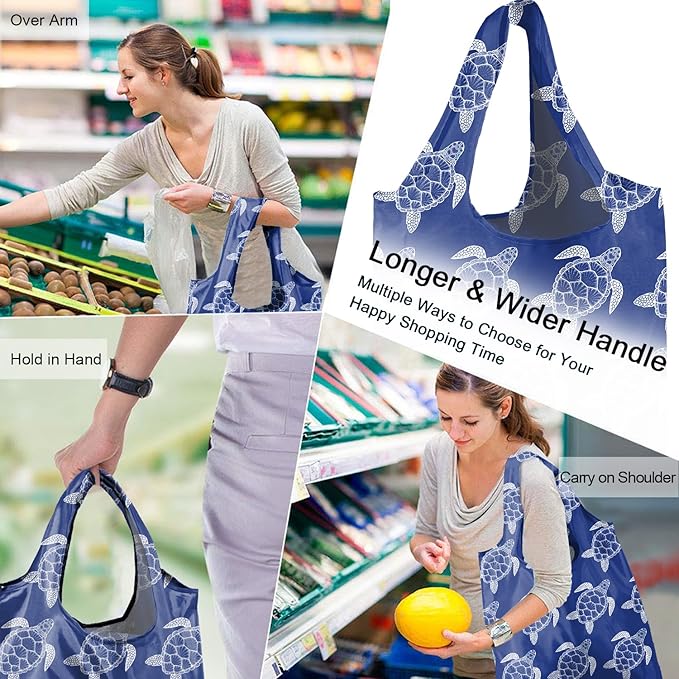 BeeGreen Boho Reusable Grocery Bags Foldable Machine Washable Reusable Shopping Bags Extra Large Reusable Bags Totes 66 Lbs Ultra-Lightweight Polyester Fabric
