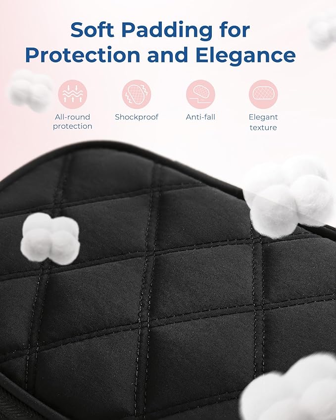 BAGSMART Travel Cord Organizer Electronics Case, Double Layers Puffer Cable Organizer Bag Travel Essentials for Women, Tech Organizer Case for Charger, Phone, Flash Drive - Black