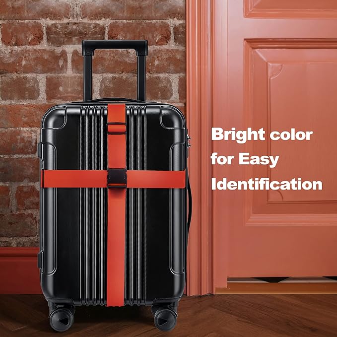 Luggage Straps for Suitcases TSA Approved Travel Belt 8 Pack by Chelmon (Red)