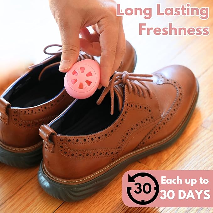 Air Jungles Shoes Deodorizer Ball 12 Count, Honey Peach Scent, Odor Remover Balls for Sneakers Boot Shoe, Essential Oil Provides Natural Freshness