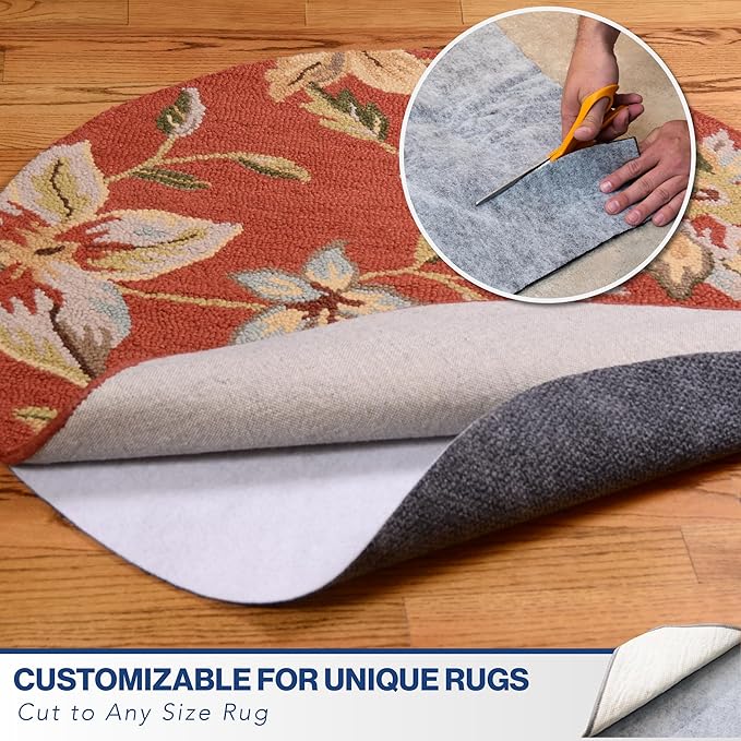 Teebaud 3' x 12' Non-Slip Rug Pad, Reversible Gripper, Non Skid Pads for Hardwood, Vinyl, Tile, Laminate Floors, Keep Area Rugs Secure, Natural Materials Safe for Indoor Flooring, ¼” Thick