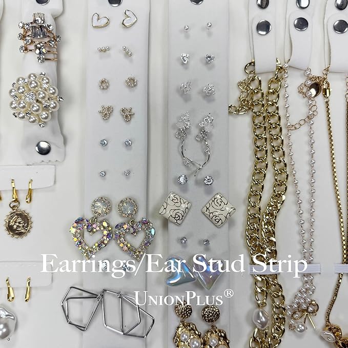 UnionPlus Velvet Travel Jewelry Case Roll Bag for Necklaces Brackets, Great Jewelry Organizer for Travel, Multi Jewelry Organizer, Beige