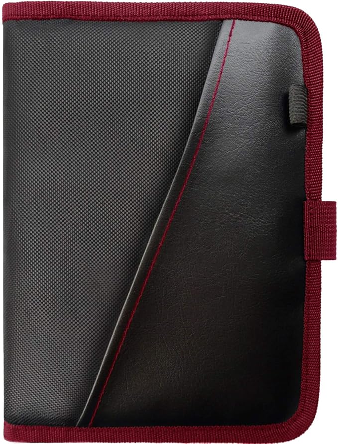 Glove Box Compartment Organizer - Car Document Holder - Owner Manual Case Pouch - Vehicle Storage Wallet for Registration & Insurance Card - Premium Auto Paperwork Holder - Log Book included - Red