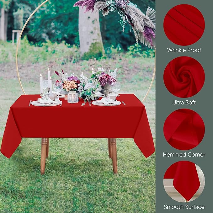 Utopia Kitchen Square Table Cloth 2 Pack (54x54 Inches, Red), Tablecloth Machine Washable, Polyester Table Cover for Dining, Buffet Parties, Picnics, Events, Weddings and Restaurants