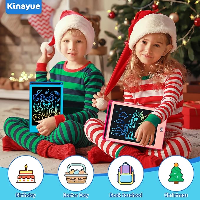 2 Pack LCD Writing Tablet for Kids,8.5 Inch Doodle Board Drawing Tablet Colorful Educational Toys for Boys Girls Reusable Road Travel Game Toy Gifts for 3 4 5 6 7 8 Years Old （Blue+Pink