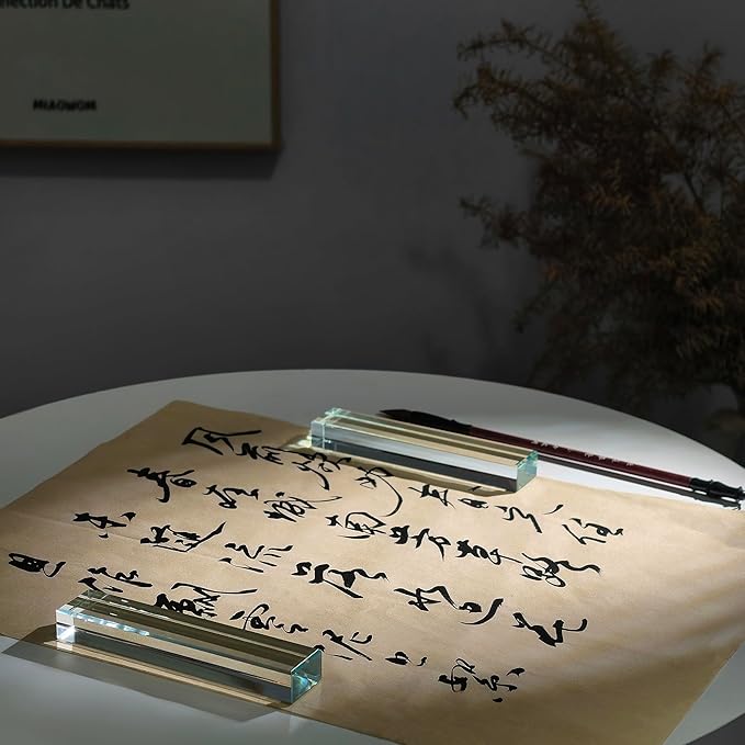 ‌vskikris Glass Paperweight - 2 Pcs Clear K9 Glass Blocks for Office Desk & Books (5.9"x1.2"x0.8") - Modern Home Decor Crafts & Gifts Set with Transparent Glass Tiles