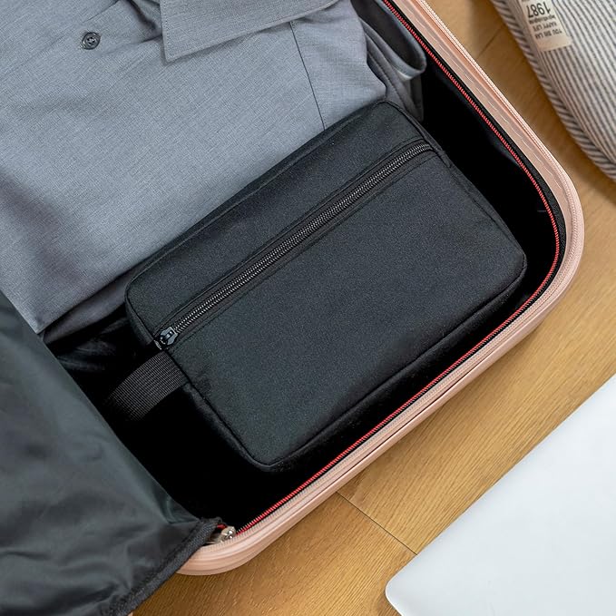 Elviros Travel Toiletry Bag for Women and Men,Lightweight Makeup Bag Hanging Dopp Kit with Shaving Compartment Cosmetic Organizer Large Tool Bag Travel Essentials,Gifts for Men(Large,Black)