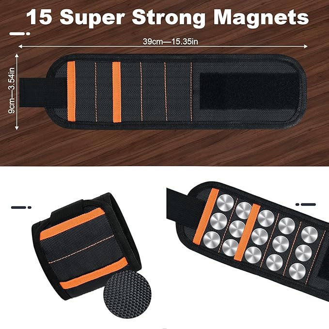 2 Pack Magnetic Wristband for Tools – Lightweight Tool Belt & Portable Magnet Wristband for Holding Screws, Nails, Drilling Bits – Best Tool Gifts for Dad, Husband, Grandpa, & Handyman