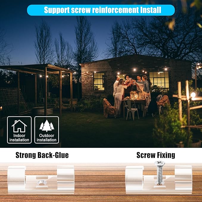 XHF 50pcs Medium Self Adhesive Cable Clips Clear,Wire Clips Cable Management Wire Organizer Cord Holder for Under Desk, Car, Wall, TV PC Ethernet Cable