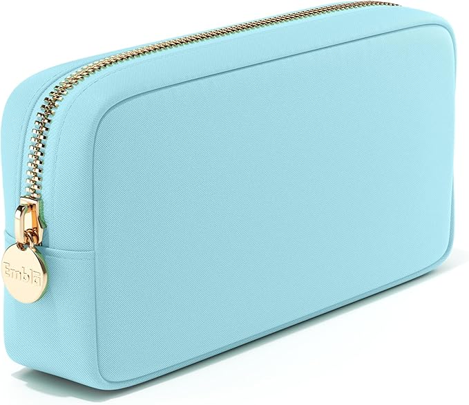 Embla Makeup Bag Travel Cosmetics Pouch and Toiletry Bag, Nylon Zipper Pouch Purse, Cute Make Up Organizer Storage Tote for Women Girls, Travel Skincare Case, Small Makeup Bags, Cotton Candy