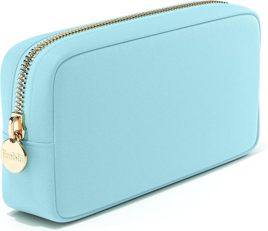 Embla Makeup Bag Travel Cosmetics Pouch and Toiletry Bag, Nylon Zipper Pouch Purse, Cute Make Up Organizer Storage Tote for Women Girls, Travel Skincare Case, Small Makeup Bags, Cotton Candy