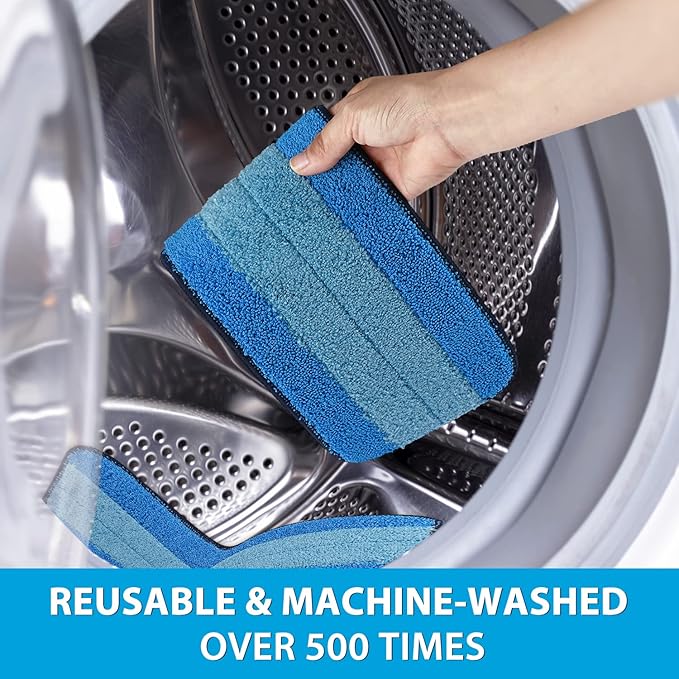 MR. SCRUB 6 Pack Microfiber Cleaning Pads for Bona Mop, Safe for Hardwood and Hard-Surface Floors, Reusable Microfiber Mop Pads for 18 Inch Mop, No Residue, Super-Absorbent, Over 500 Machine Washes