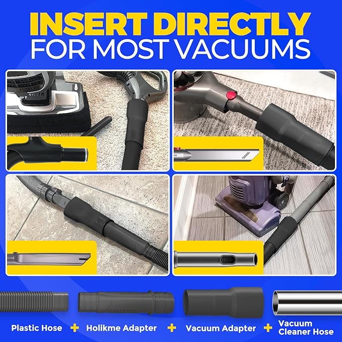 Holikme Dryer Vent Cleaner Kit Vacuum Hose Attachment Brush,Black