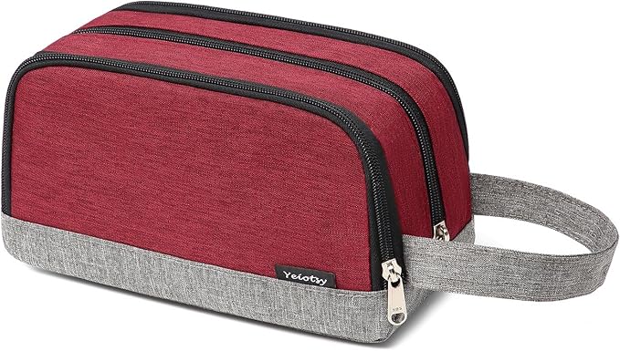 Yeiotsy Men's Travel Toiletry Bag – Color Clash Dopp Kit with Mesh Pockets, Durable Shaving Organizer for Gym, Camping & Weekend Trips