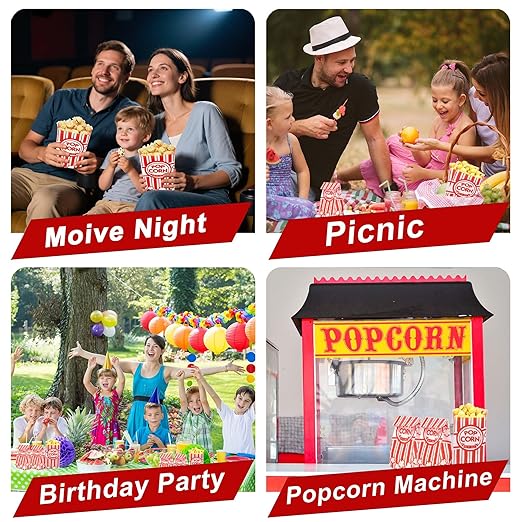 Homrelaxy 300 Pcs Paper Popcorn Bags, 1 oz Popcorn Bags Individual Servings, Bulk Pop Corn Sleeves for Pop Corn Machine, Movie Night, Cinema, Carnival, Party, Concessions