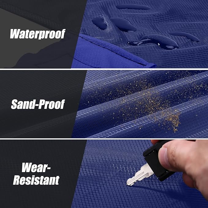 Odoland Beach Picnic Blanket, 43.3" x 27.5" SandProof Waterproof Outdoor Pocket Blanket with Portable Bag, Foldable Lightweight Sand Free Beach Mat for 1 People Hiking, Camping, Travel, Blue