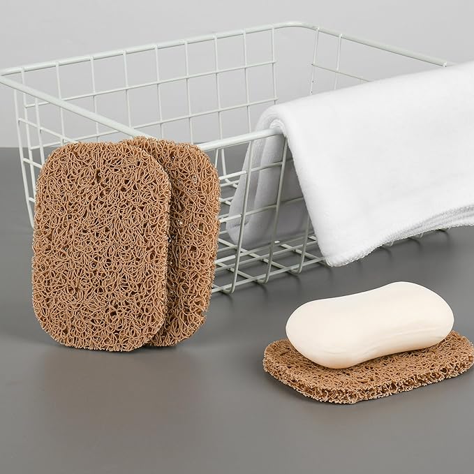 4PCS BPA-Free Soap Savers Pads for Soap Dish,Easy to Clean Soap Lifting Pads Suitable for Shower Kitchen Bathroom Bathroom Travel Hotel Cleaning Product(Coffee)