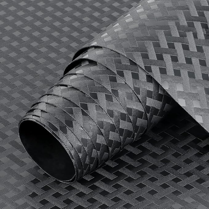 HooTown Shelf Liner Kitchen Cabinet Drawer Mats 17.5 Inch Wide x 196.8 Inch Long, Non Skid EVA Plastic Washable Oil Proof Pad for RV Drawer, Dish Plate Slippery Protection, Black