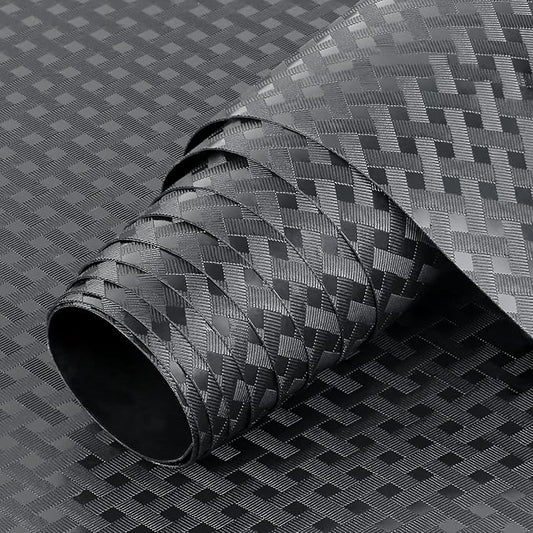 HooTown Shelf Liner Kitchen Cabinet Drawer Mats 17.5 Inch Wide x 196.8 Inch Long, Non Skid EVA Plastic Washable Oil Proof Pad for RV Drawer, Dish Plate Slippery Protection, Black